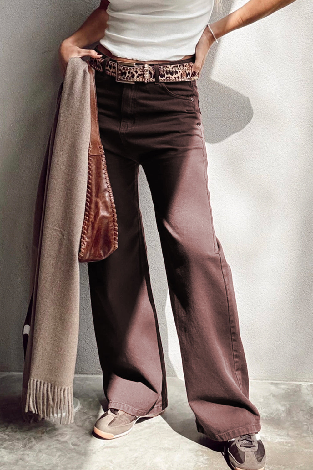Straight High Waist Solid Color Jeans