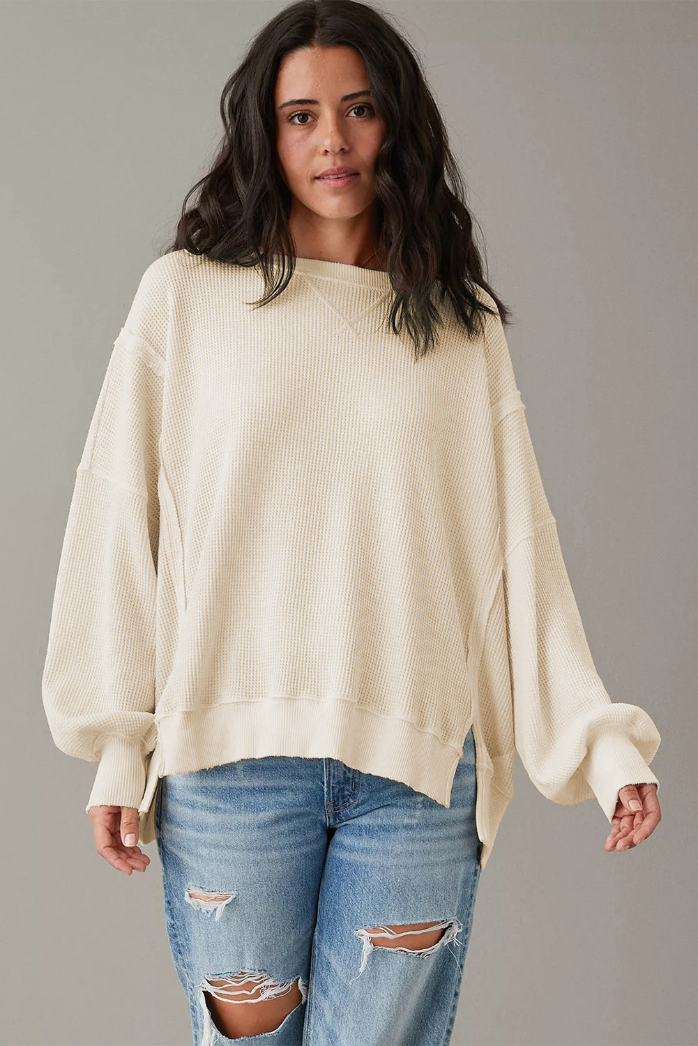 Waffle Knit Oversized Top
