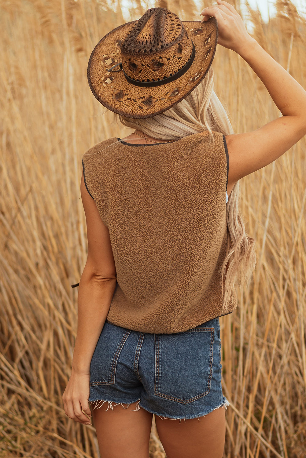 Beige Tie Front Vest