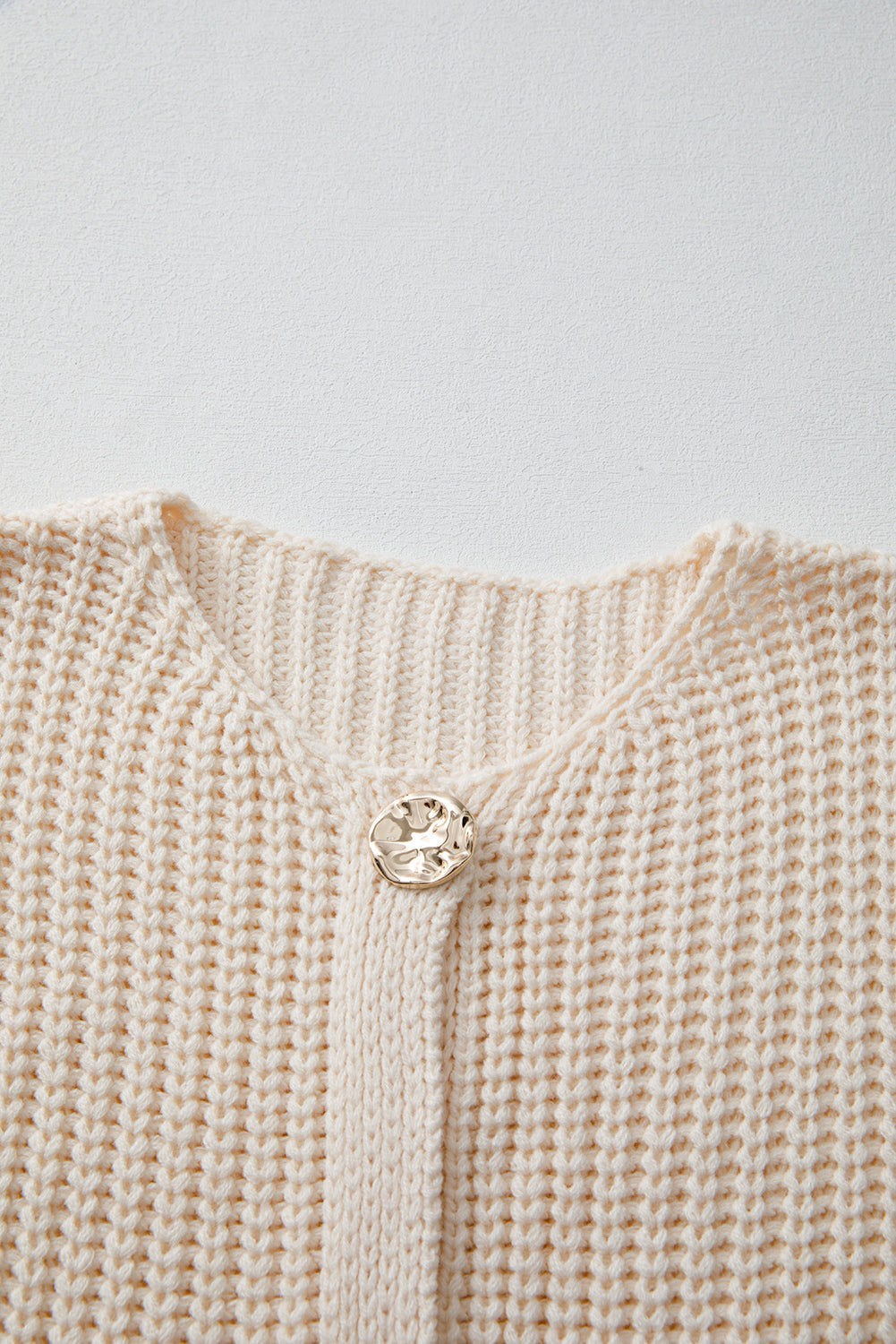 White Solid Textured Knit Buttoned Sweater Vest