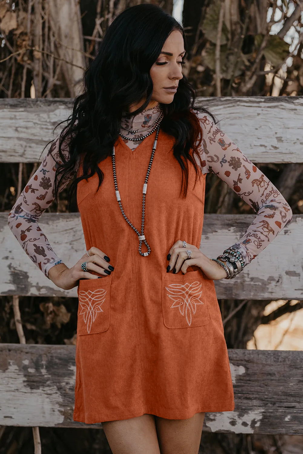 Gold Flame Corduroy Mini Dress