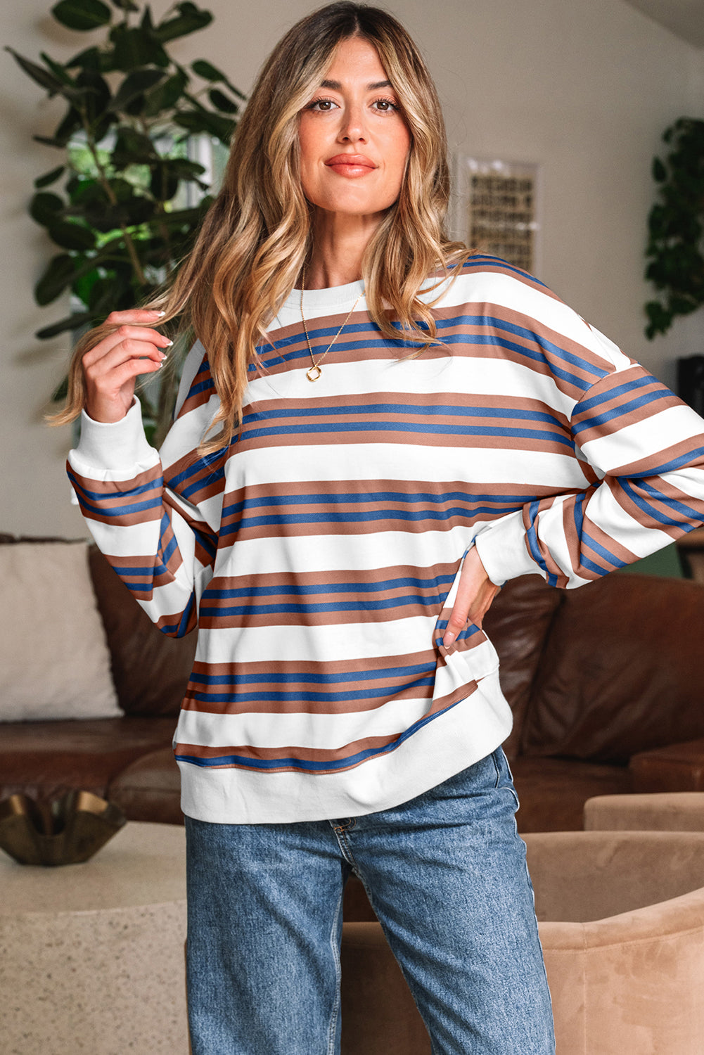 Striped Crew Neck Pullover