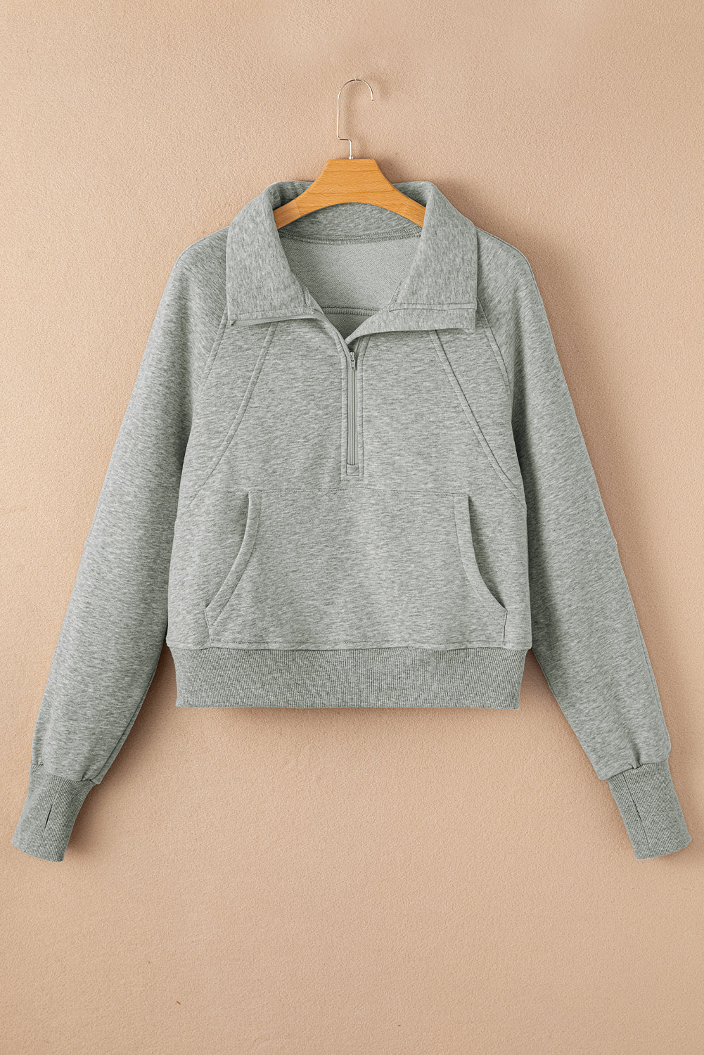 Gray Fleece Lined Zip Up Sweatshirt