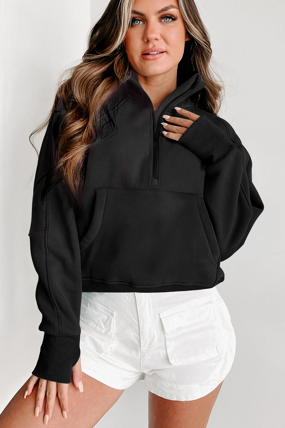 Black Fleece Lined Zip Up Sweatshirt