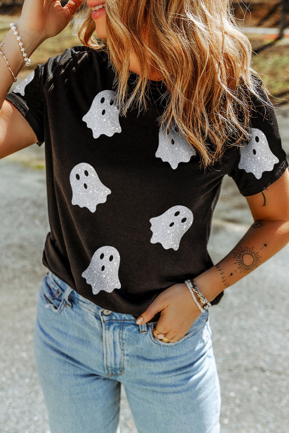 Glitter Ghost Halloween T Shirt
