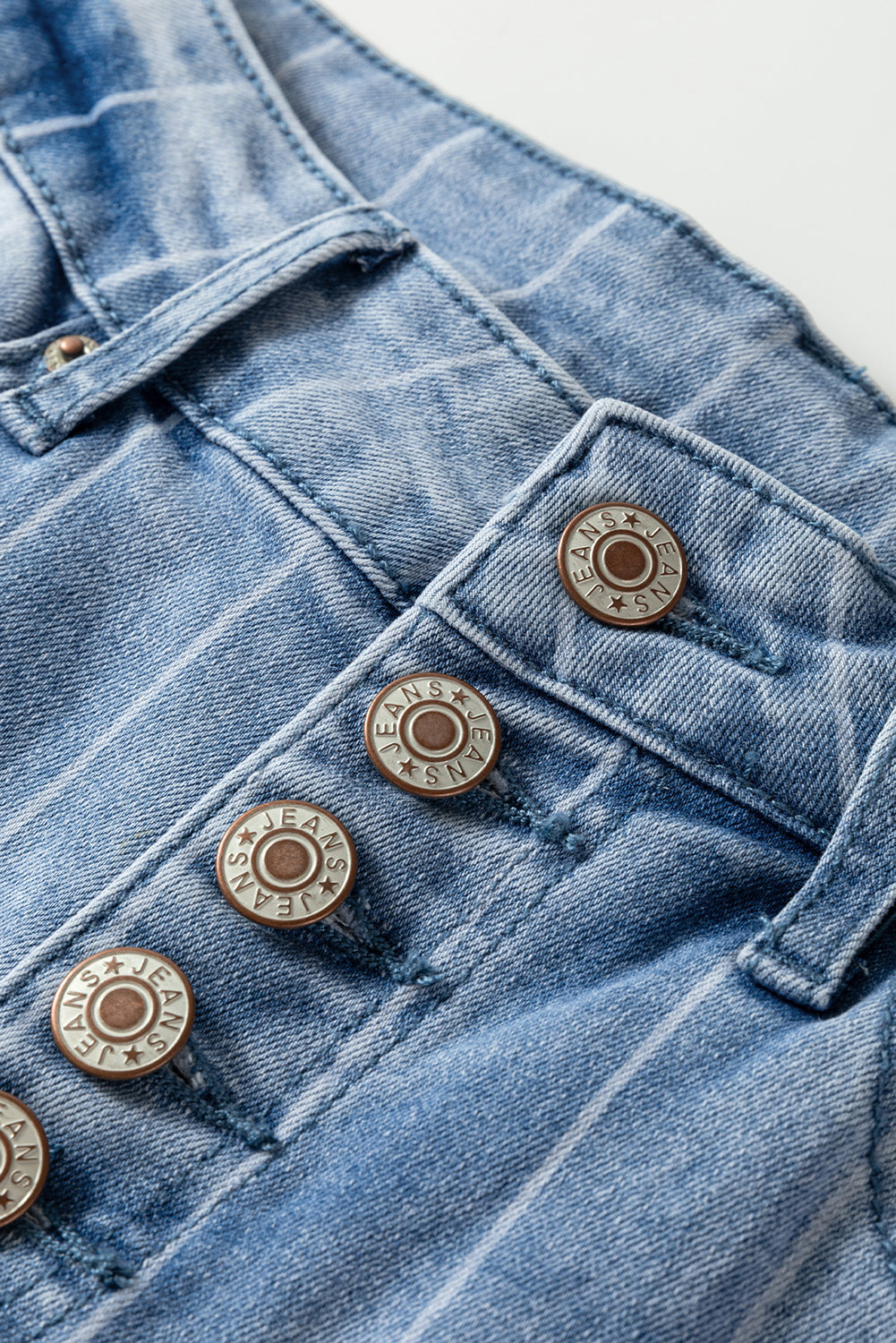 Button Up Pinstripe Wide Leg Jeans