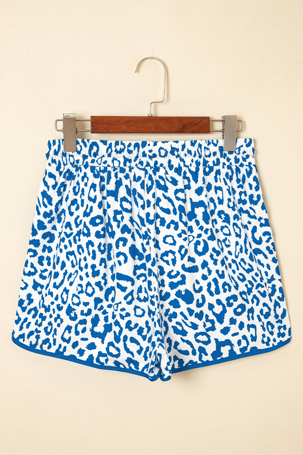 Blue Leopard Elastic Waist Shorts