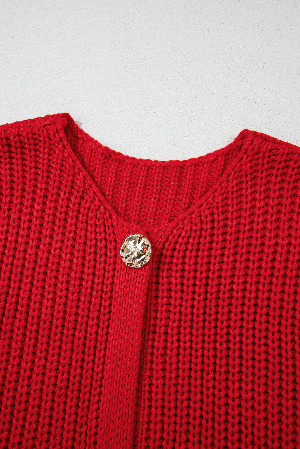 Fiery Red Solid Knit Buttoned Sweater Vest