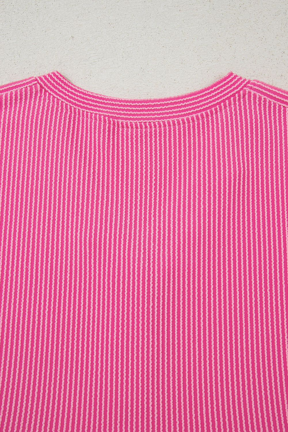 Pink Ribbed Short Sleeve V Neck Buttoned Romper