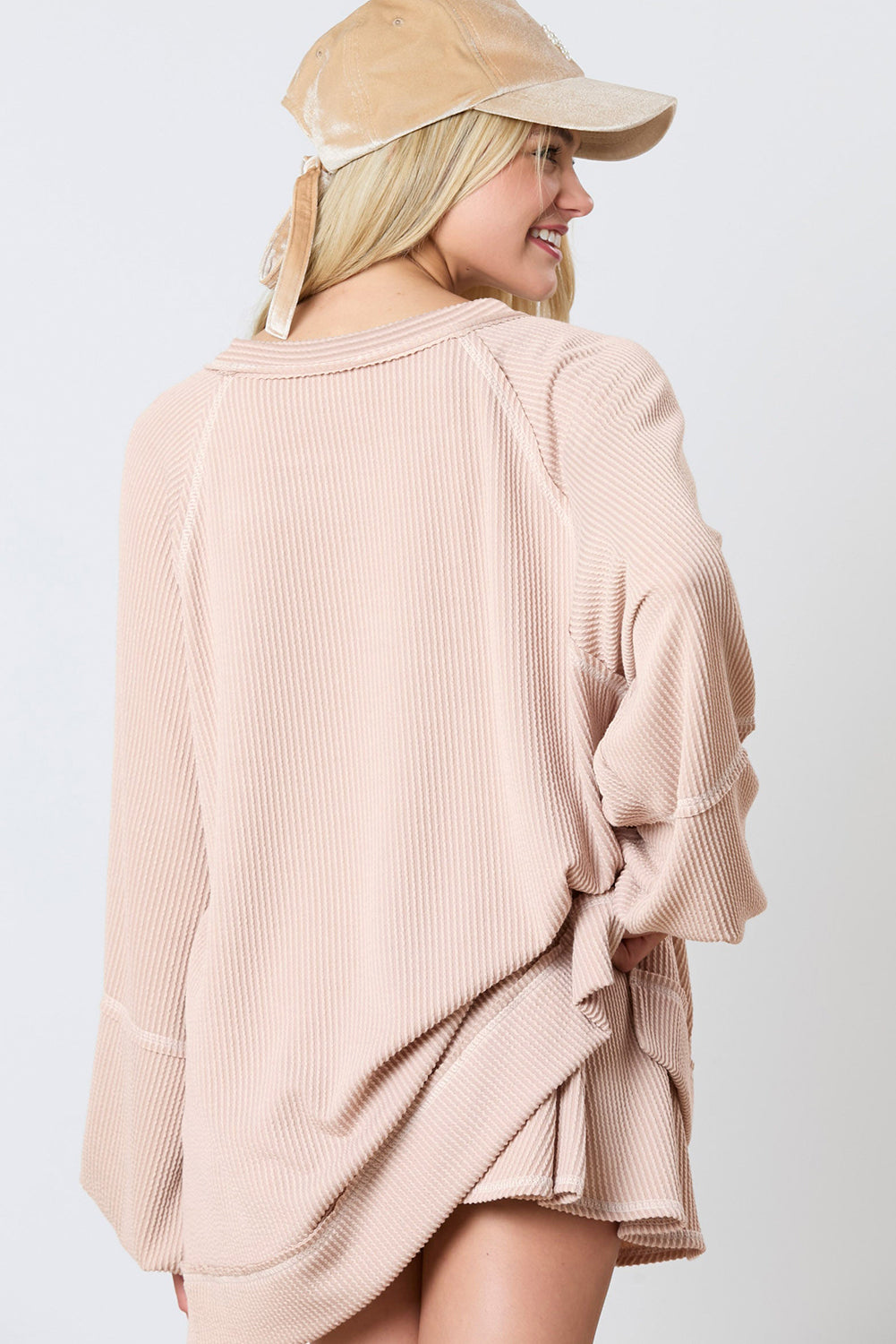 Corded Lantern Sleeve Top High Waist Ruffled Mini Skirt Set