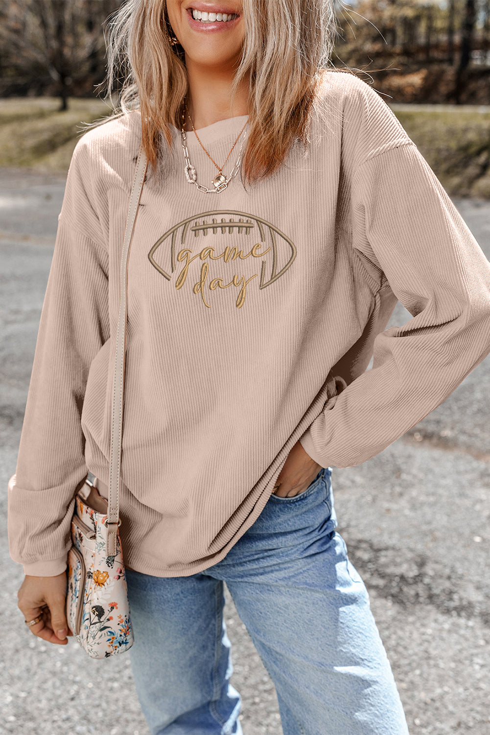 Game Day Embroidered Corduroy Sweatshirt