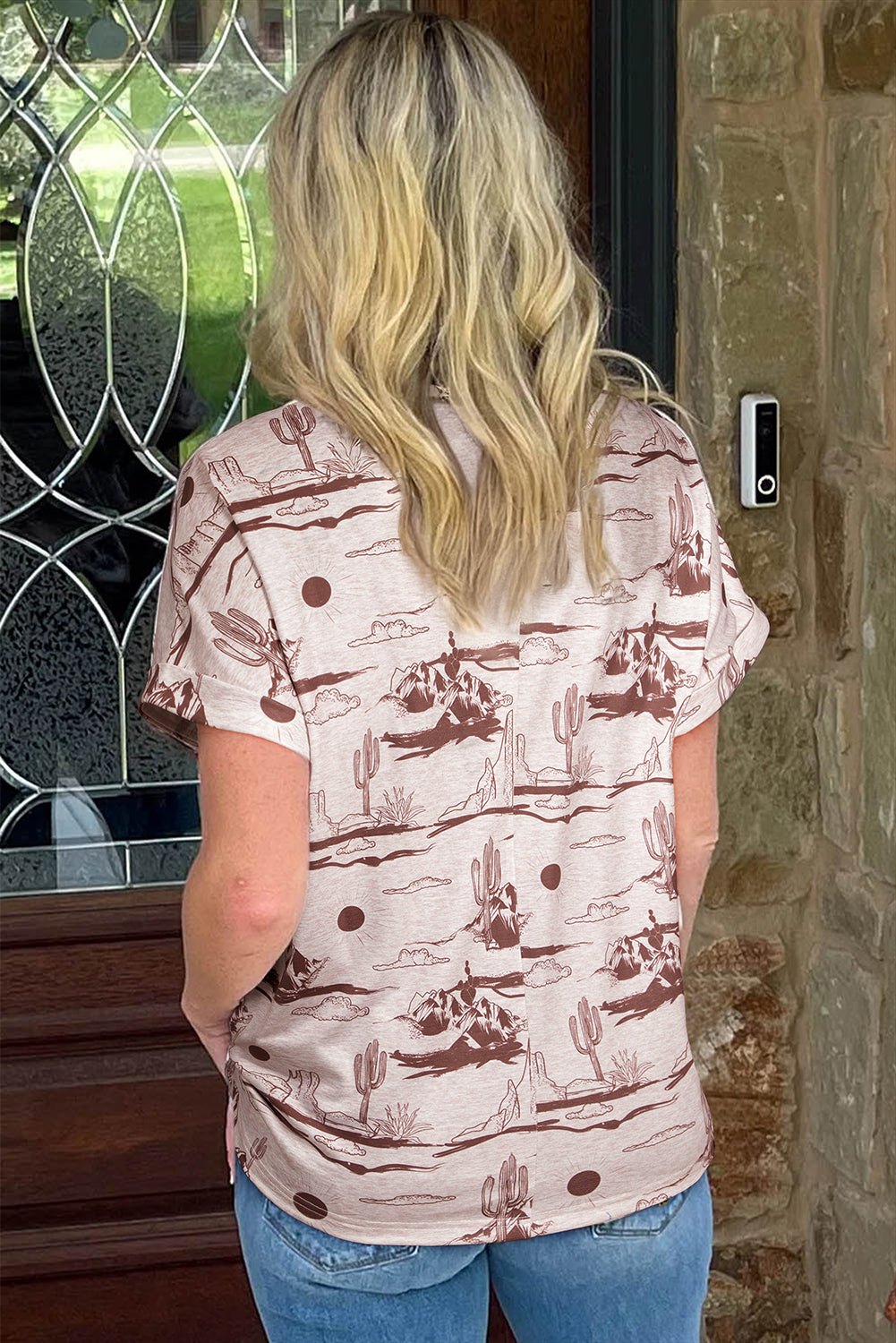 Desert Sand Print Short Sleeve Top