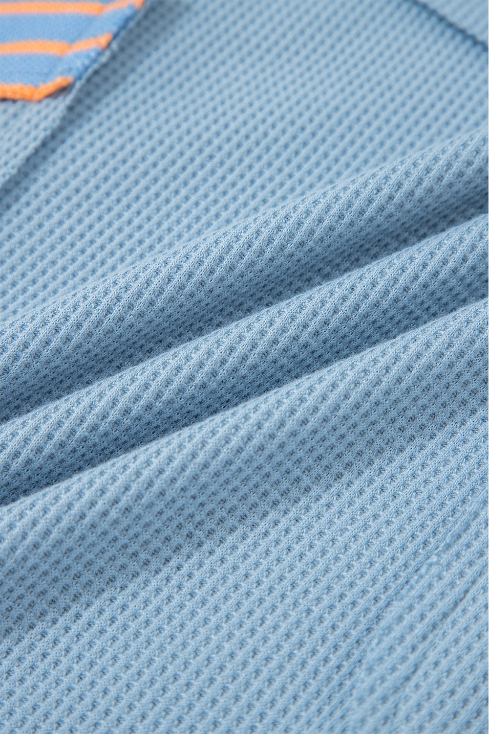 Dusk Blue Waffle Striped Patchwork Pullover