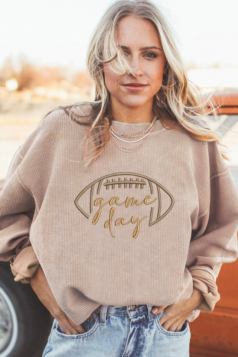 Game Day Embroidered Corduroy Sweatshirt