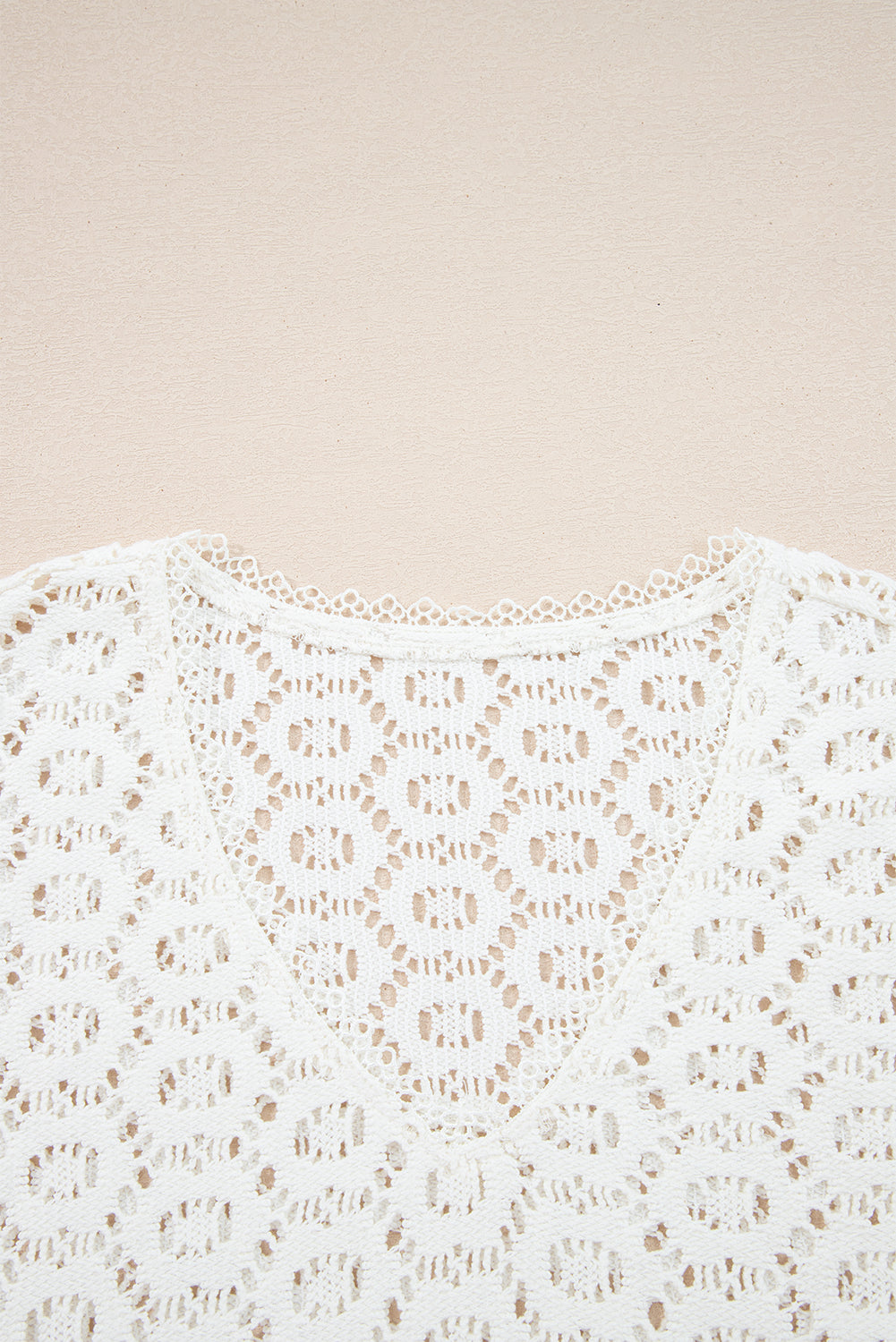 Beige Flower Lace Ruffled Top