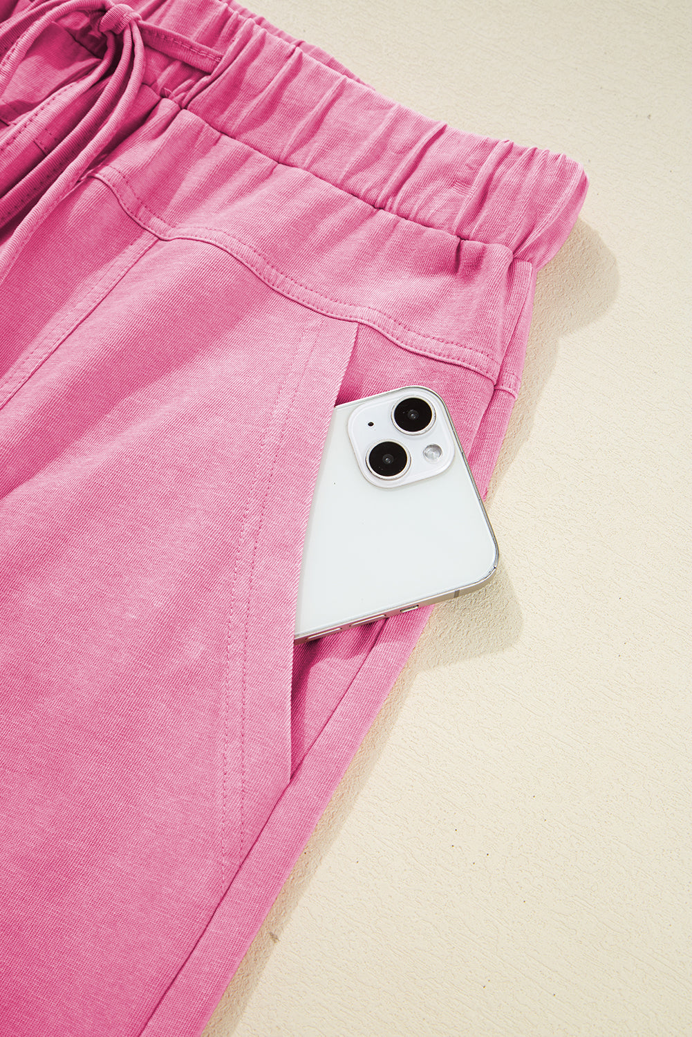 Mineral Wash Drawstring High Waist Wide Leg Cargo Pants