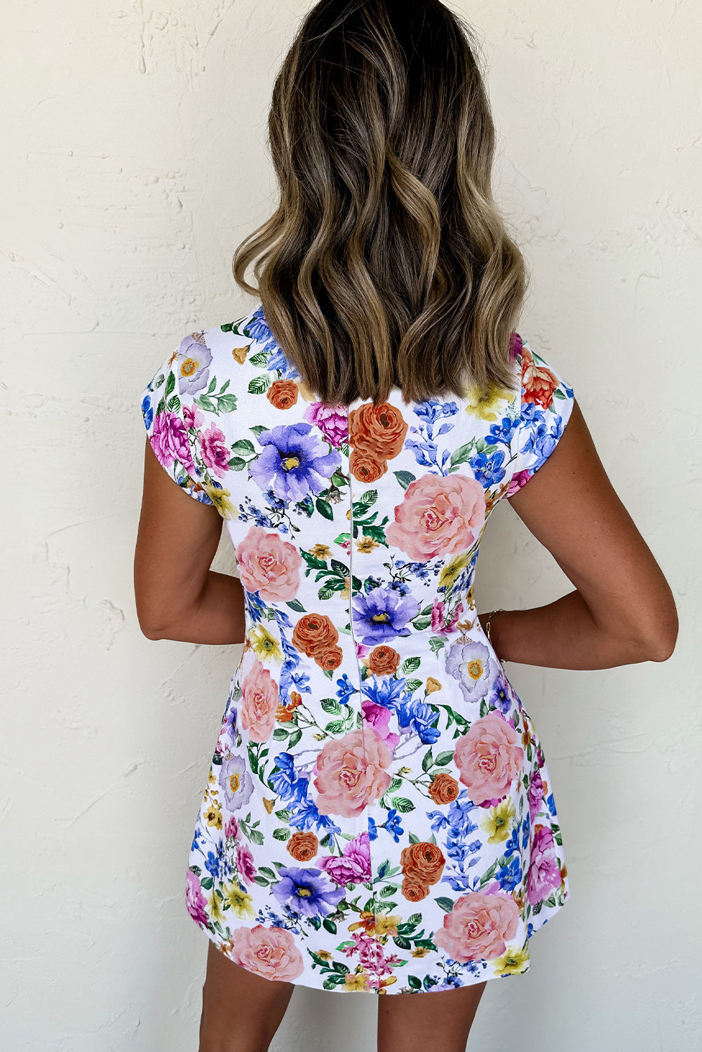 Vibrant Floral Print Mini Dress