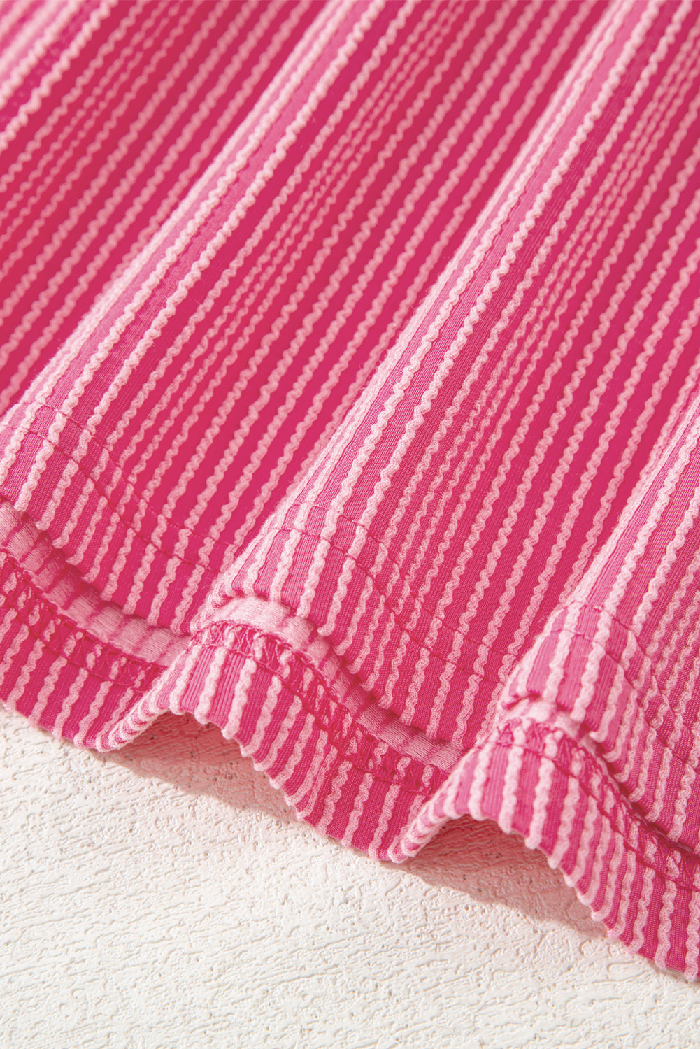 Rose Twisted Ribbed Knit V Neck Casual Tee