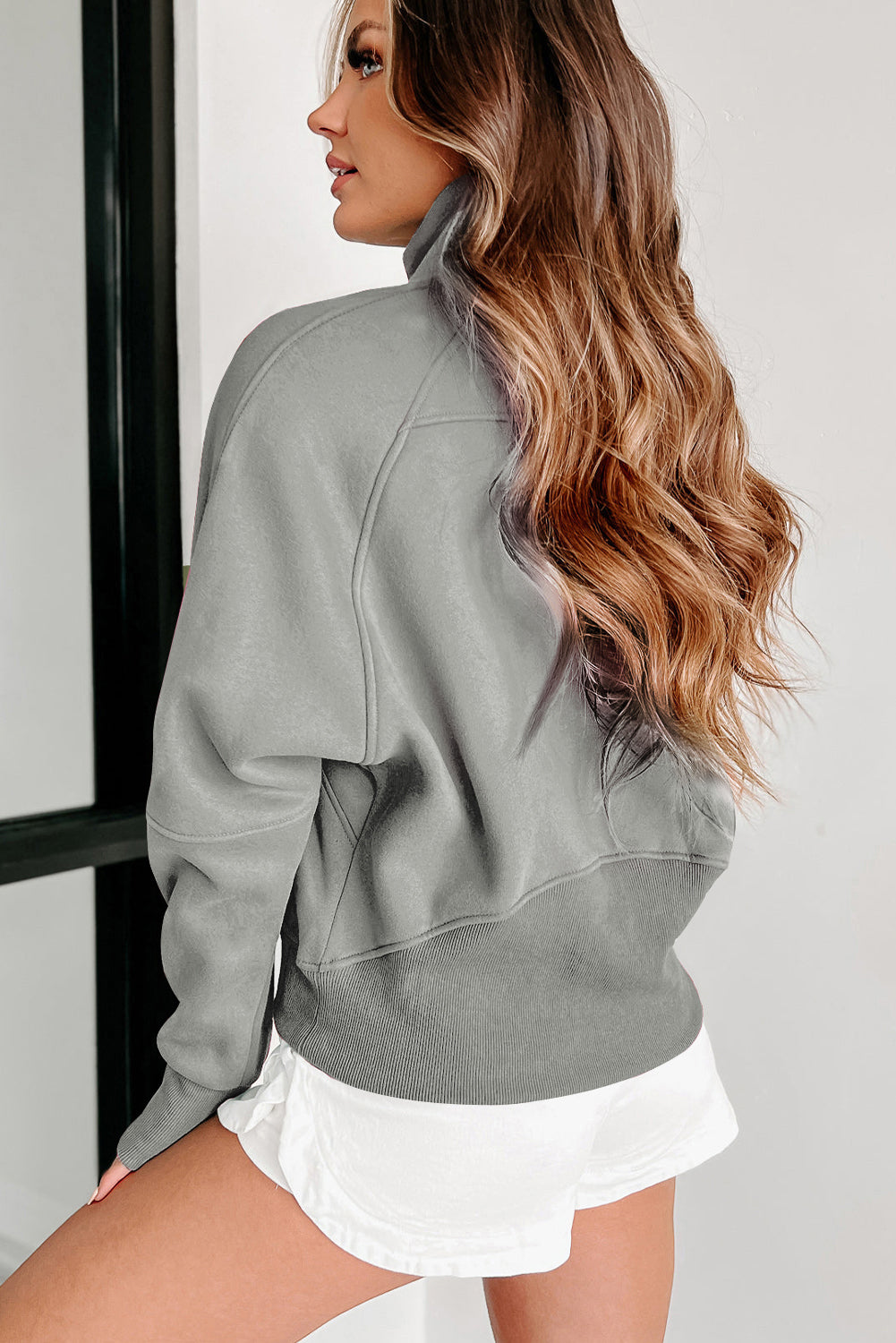 Gray Fleece Lined Zip Up Sweatshirt