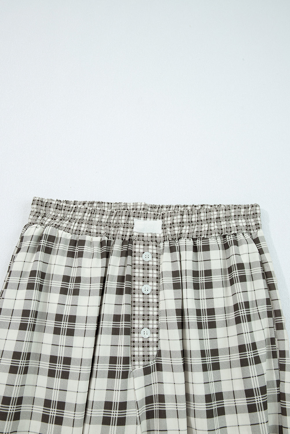 Gray Plaid Wide Leg Pants
