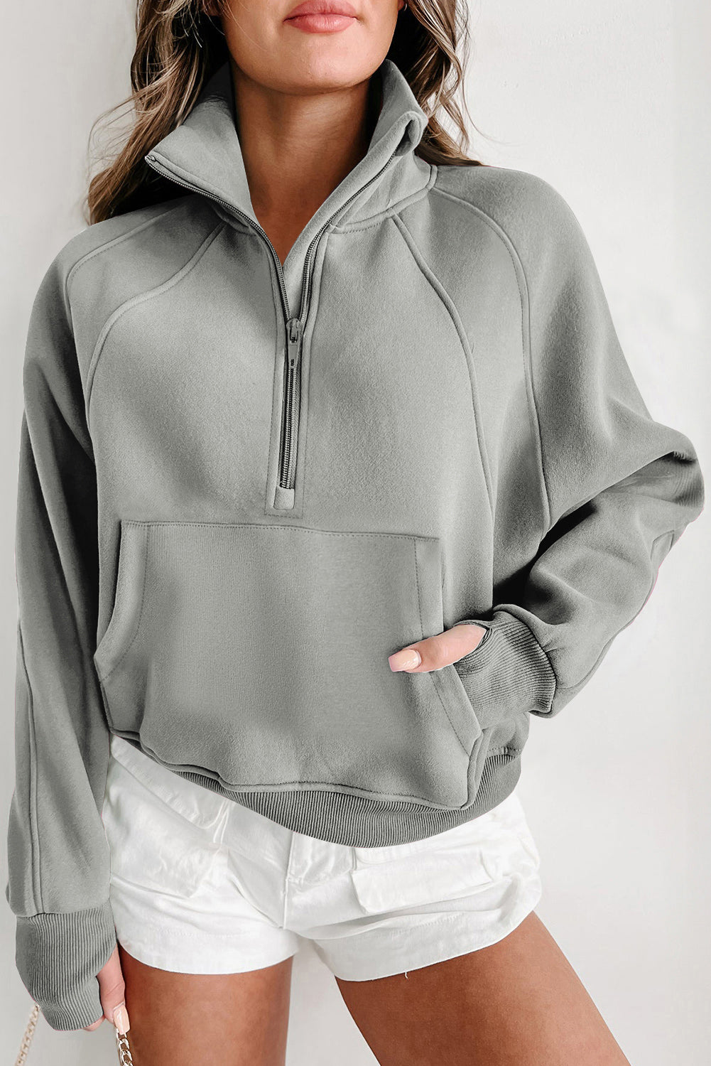 Gray Fleece Lined Zip Up Sweatshirt