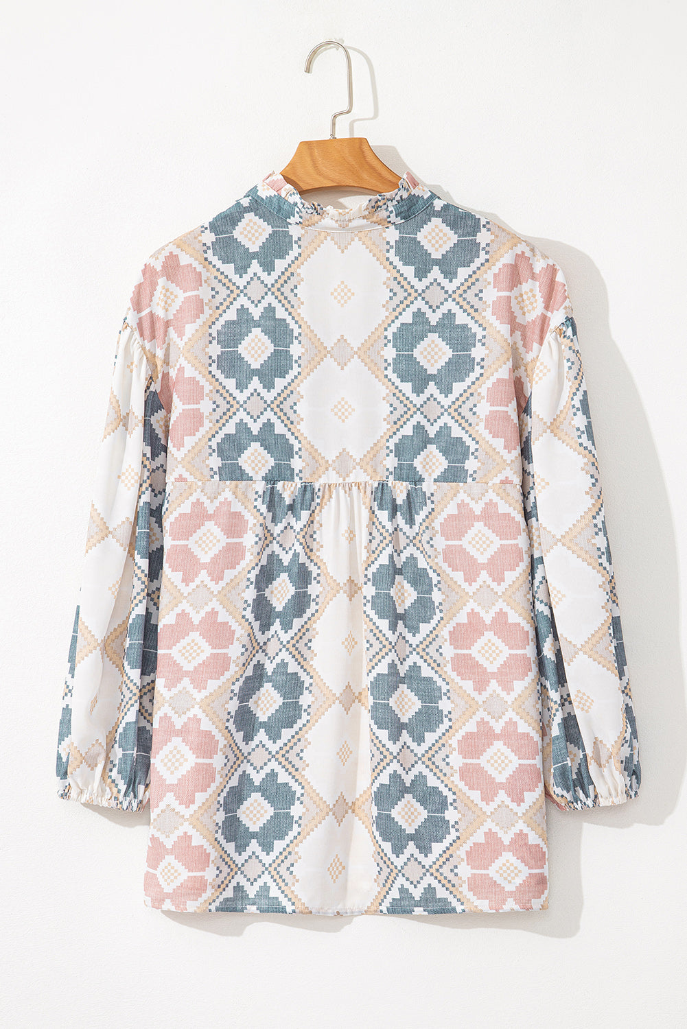 Geometric Print Tassel Blouse