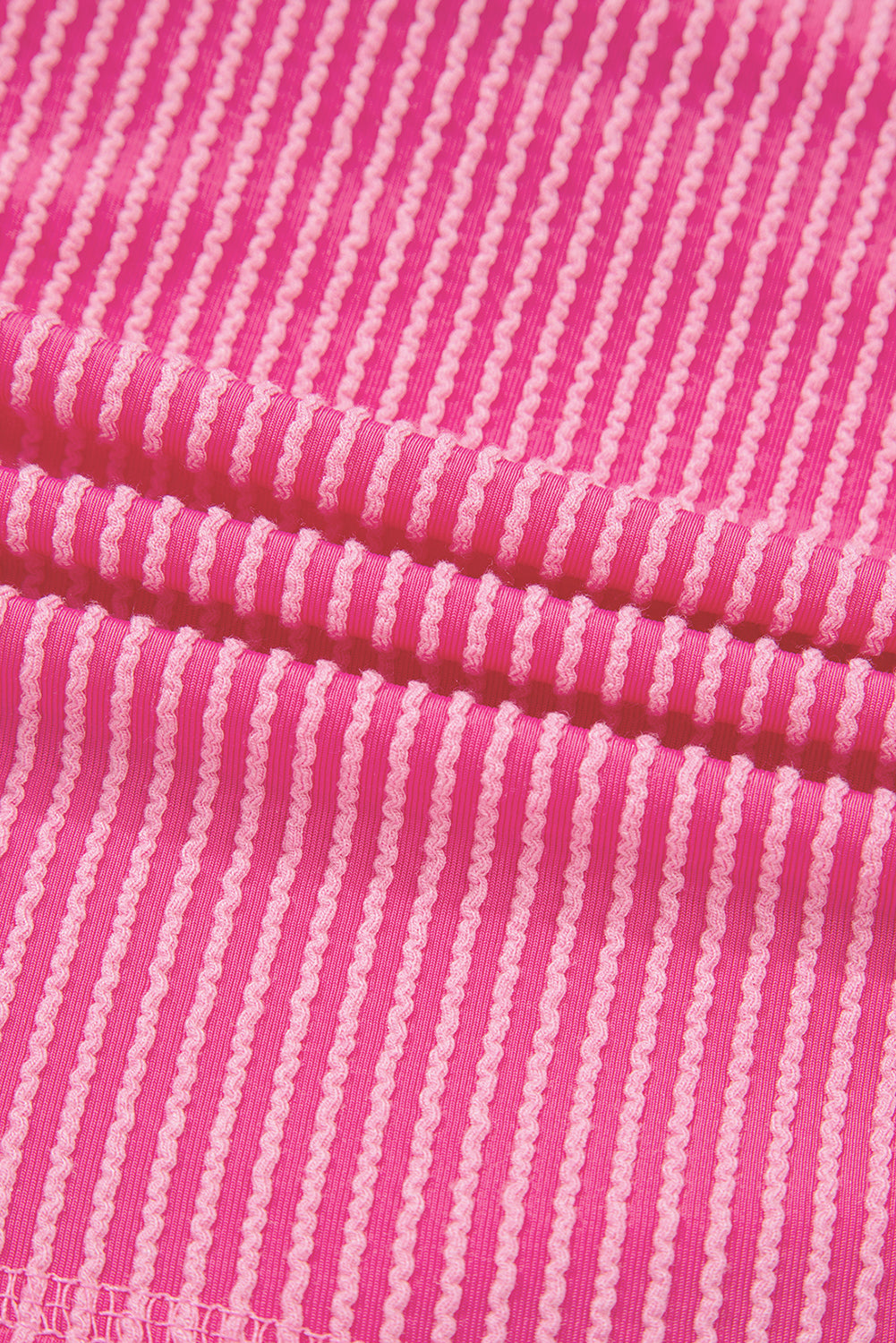 Pink Ribbed Short Sleeve V Neck Buttoned Romper