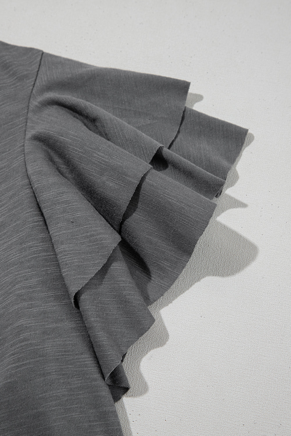 Dark Grey Ruffle Short Sleeve Top