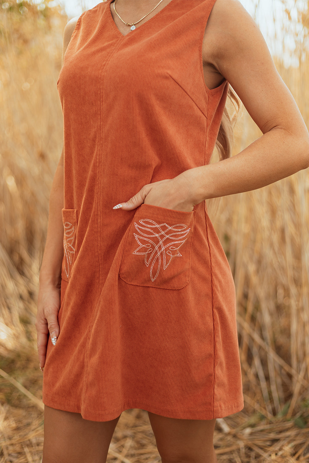 Gold Flame Corduroy Mini Dress