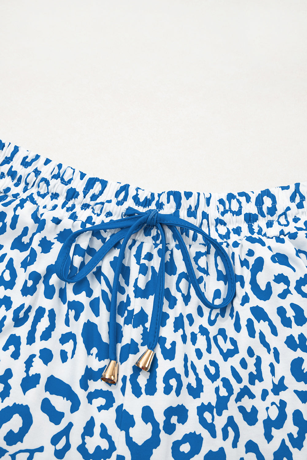 Blue Leopard Elastic Waist Shorts
