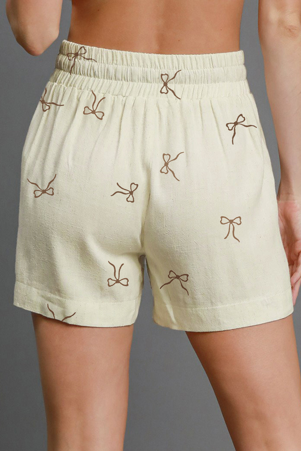 White Bow Print Shorts