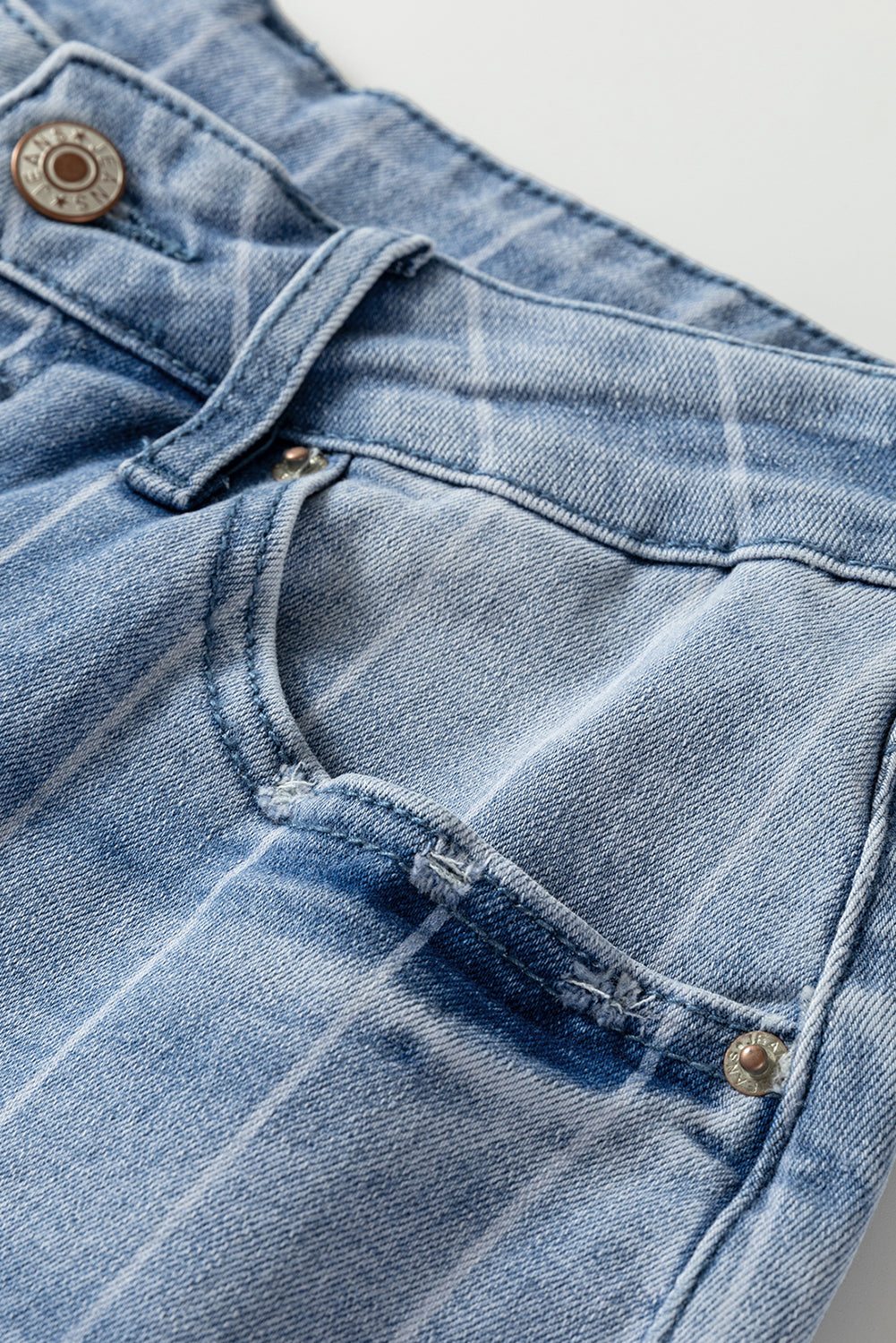 Button Up Pinstripe Wide Leg Jeans