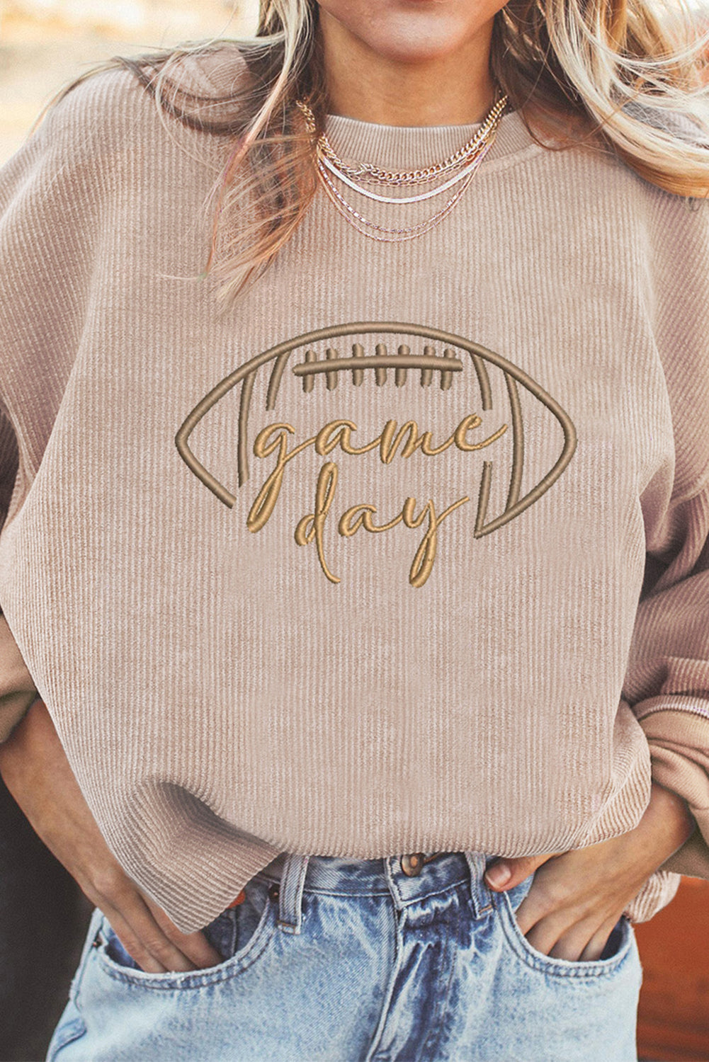 Game Day Embroidered Corduroy Sweatshirt