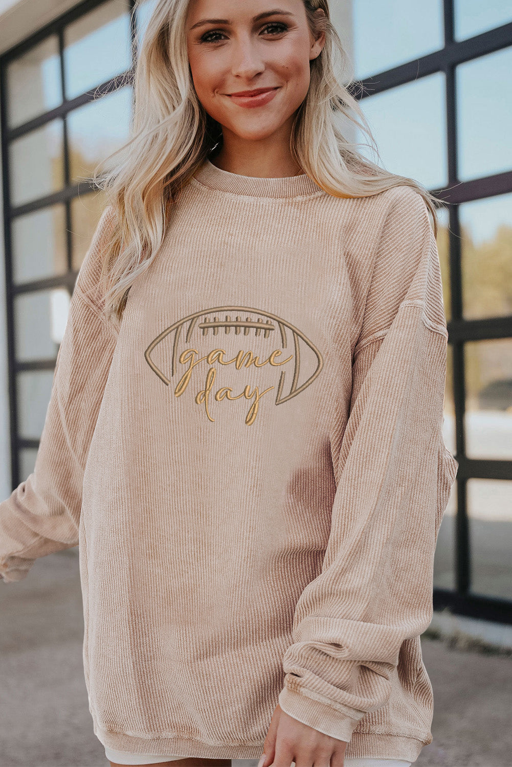 Game Day Embroidered Corduroy Sweatshirt