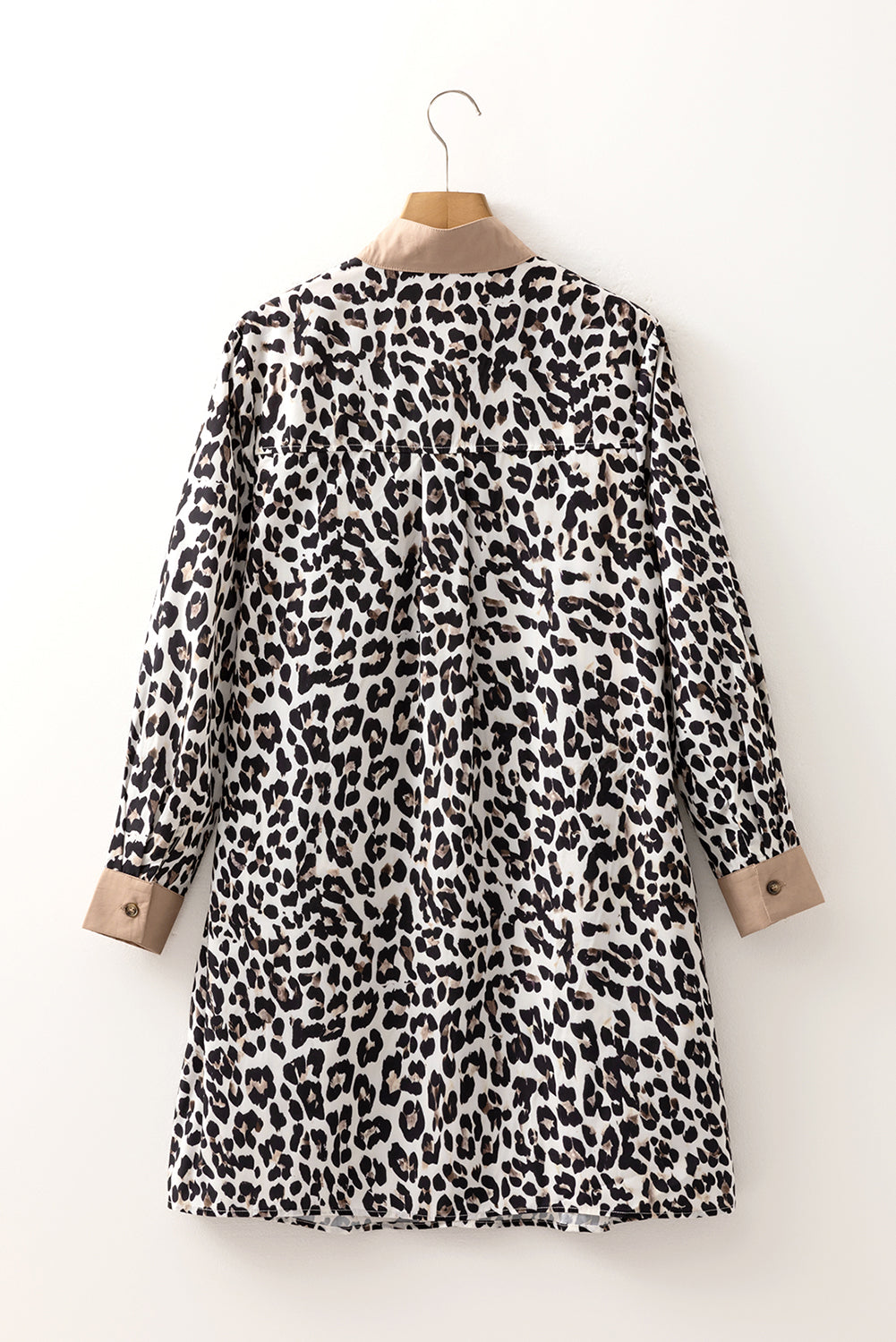 Leopard Print Long Sleeve Flared Dress