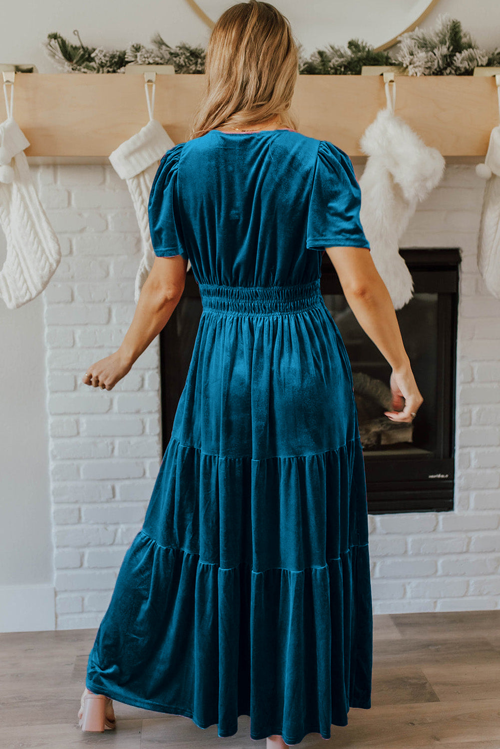 Velvet Dreams Tiered Maxi Dress