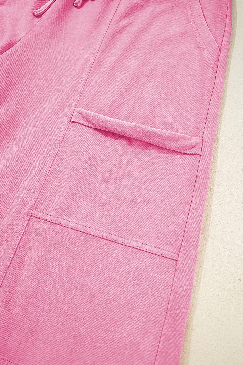 Mineral Wash Drawstring High Waist Wide Leg Cargo Pants