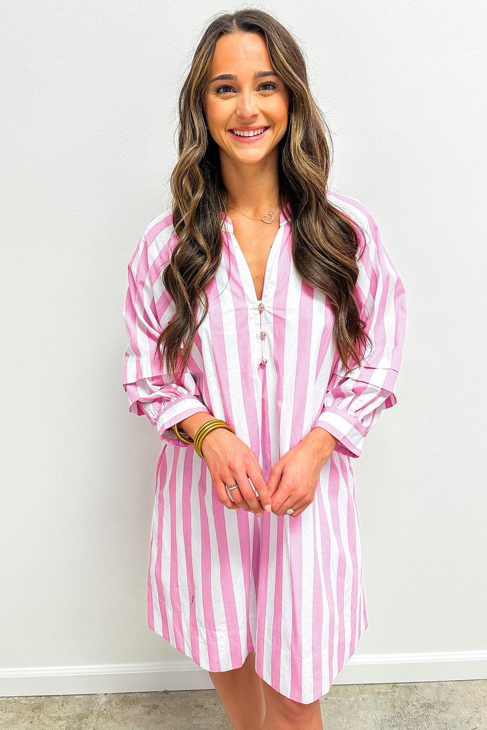 Rose Stripe Loose Mini Dress