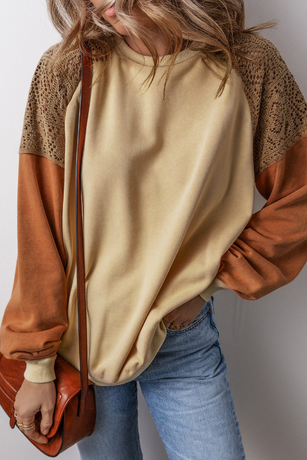 Patchwork Colorblock Drop Shoulder Sweatshirt