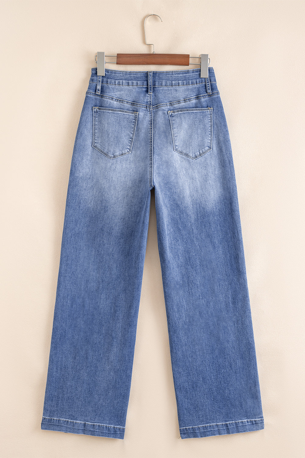 Center Seam Detail Straight Loose High Rise Jeans