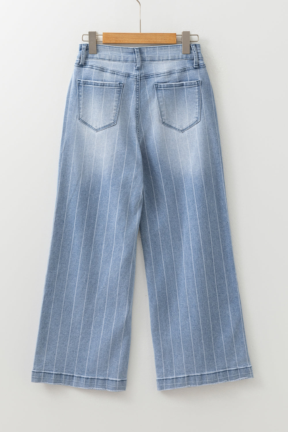 Button Up Pinstripe Wide Leg Jeans