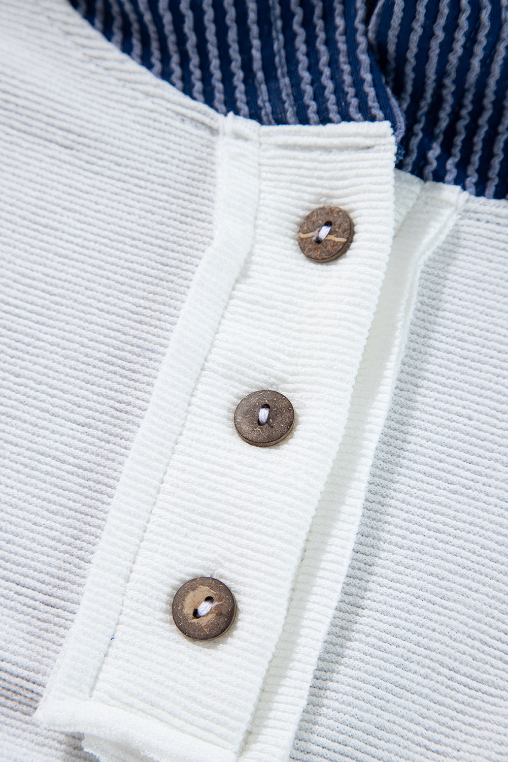 White Corded Colorblock Drawstring Hooded Top