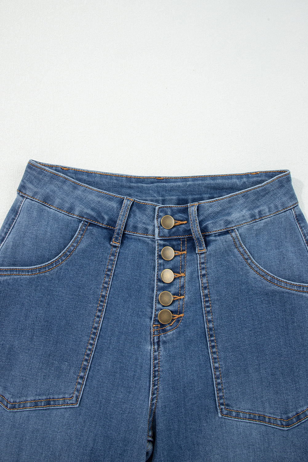 Button Up High Waist Wide Leg Jeans