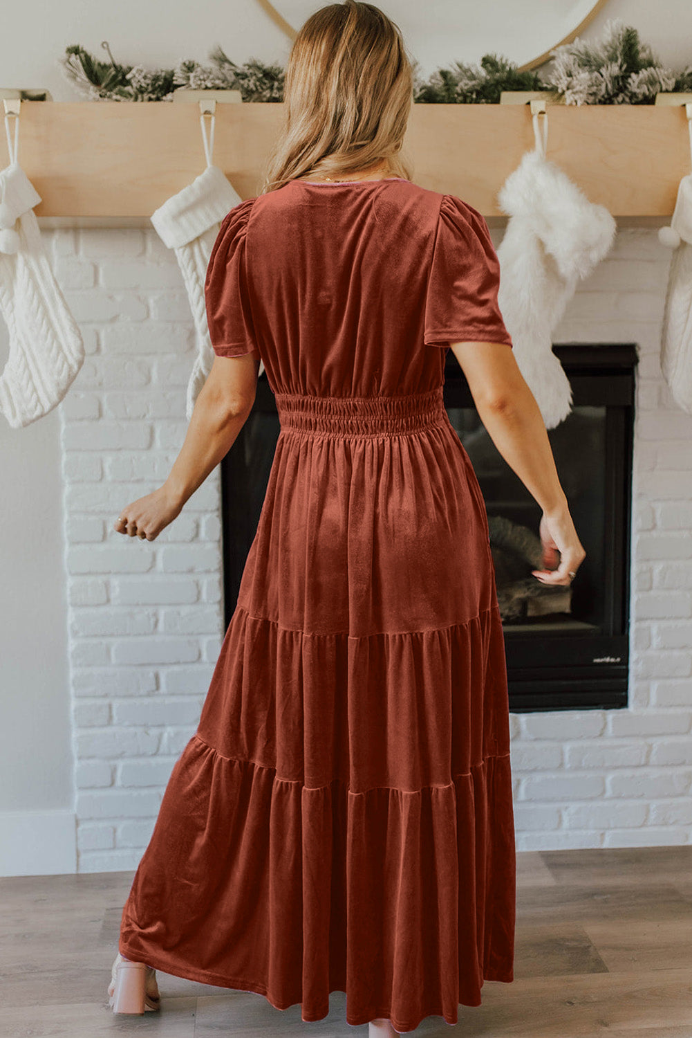 Velvet Dreams Tiered Maxi Dress