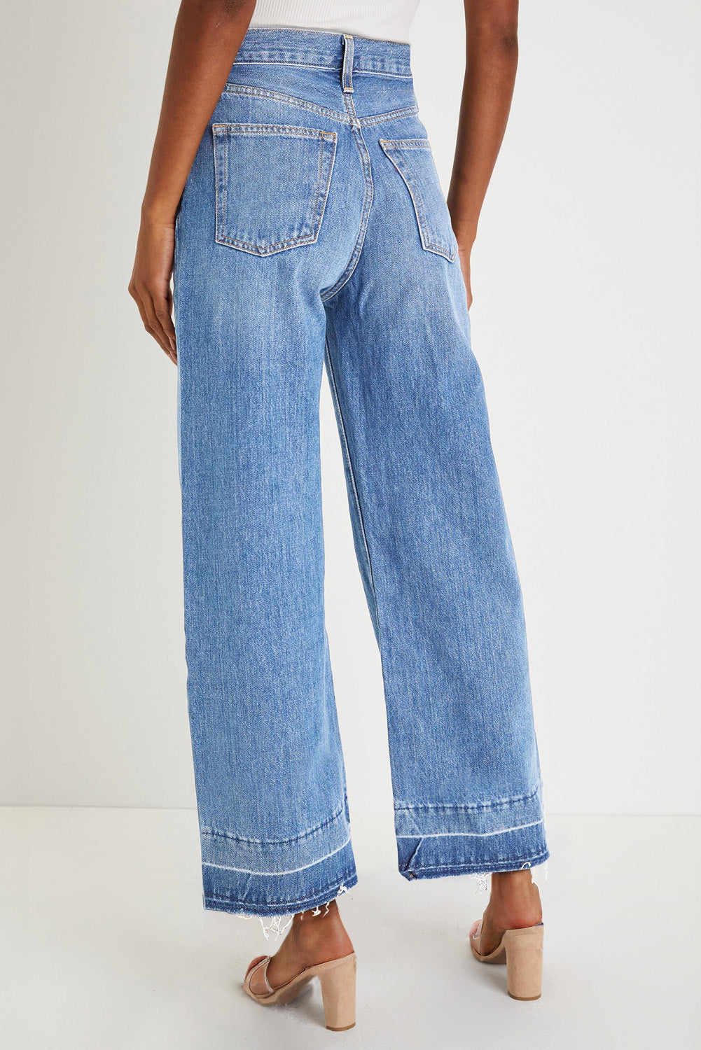 Black Raw Hem Straight Leg Jeans