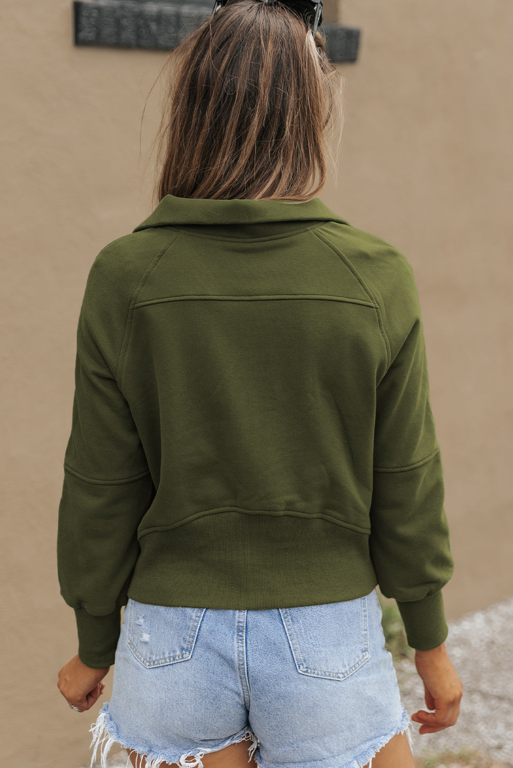 Green Fleece Lined Zip Up Sweatshirt