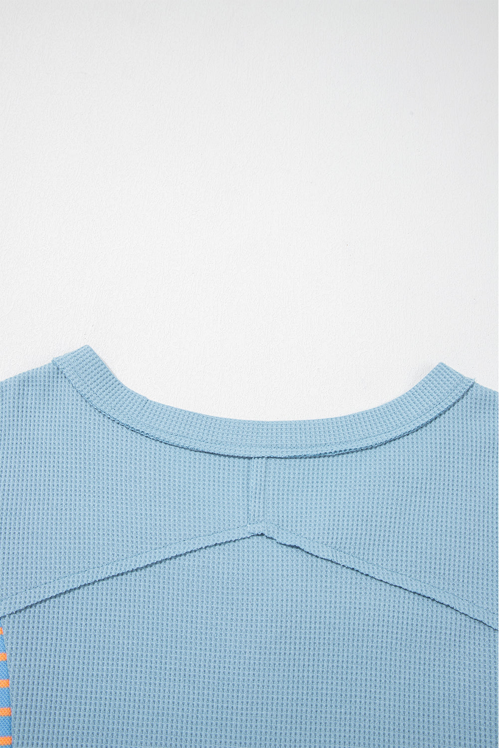 Dusk Blue Waffle Striped Patchwork Pullover