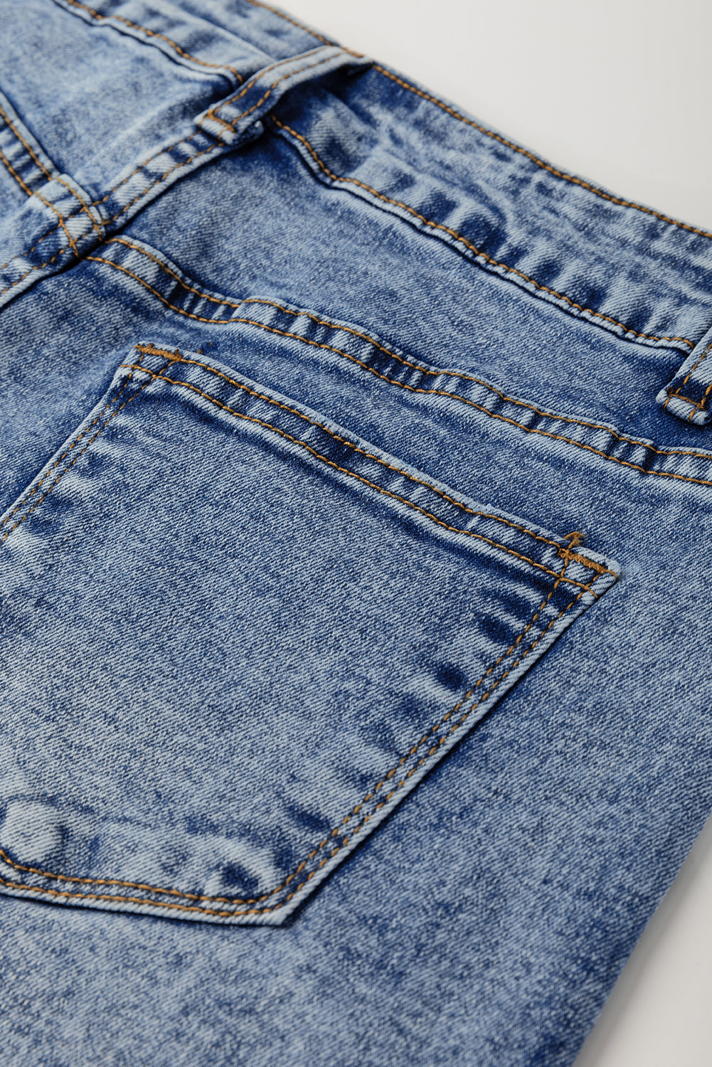 Center Seam Cuffed Straight High Waist Jeans