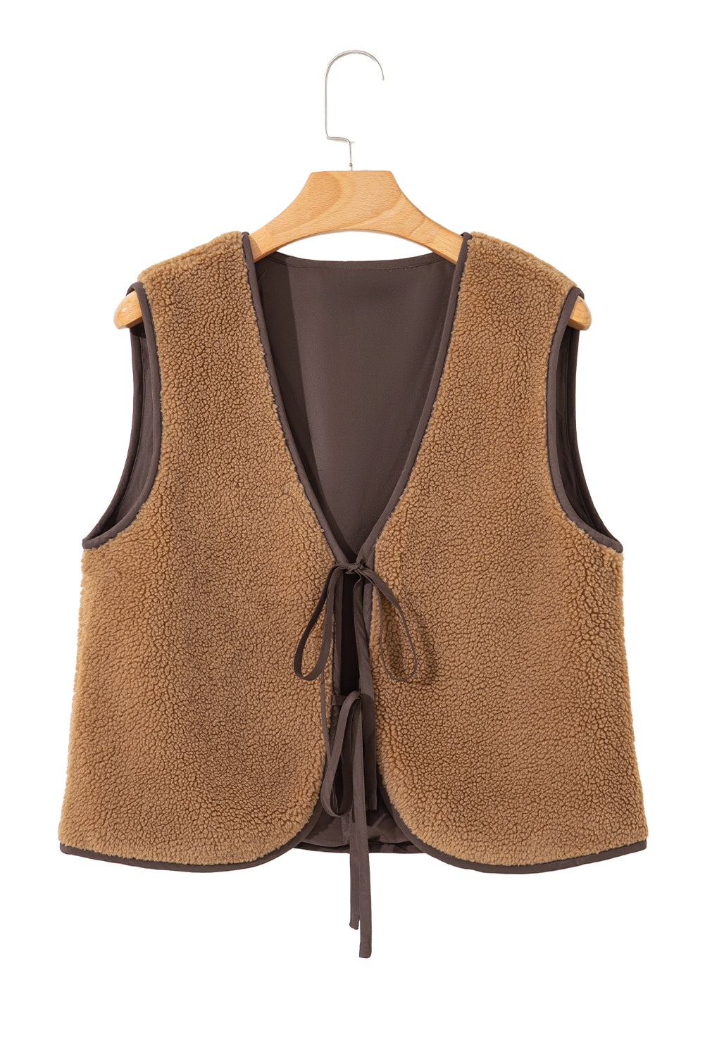 Beige Tie Front Vest