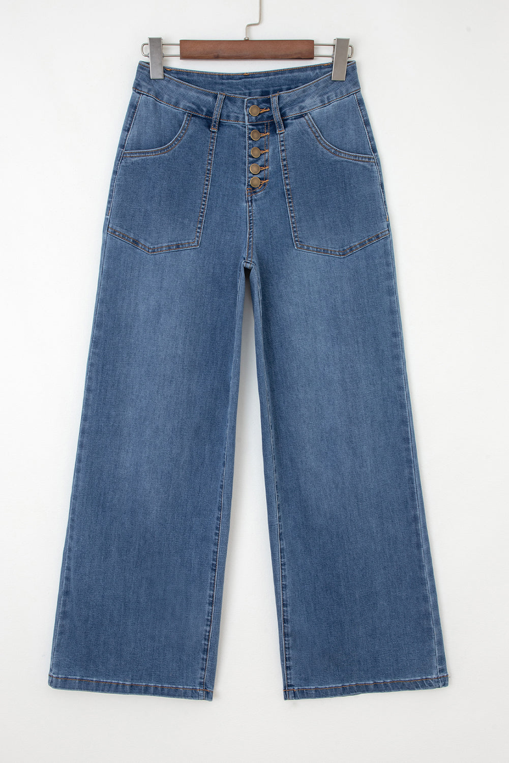 Button Up High Waist Wide Leg Jeans